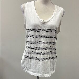 White Music Note Sleeveless Top